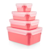 EMSA Clip&Close Colour Edition Frischhaltedosen Set,  4-teilig N1030900,  1 Set = 4 Frischhaltedosen,  Farbe: Koralle