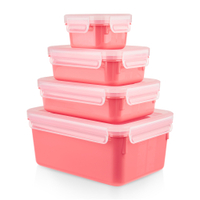 EMSA Clip&Close Colour Edition Frischhaltedosen Set,  4-teilig N1030900,  1 Set = 4 Frischhaltedosen,  Farbe: Koralle