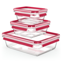 EMSA Clip&Close Frischhaltedosen Glas Set,  3-teilig N1050900,  1 Set = 3 Frischhaltedosen