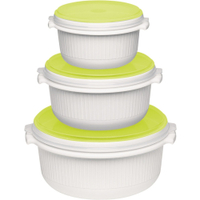 EMSA Micro Family Mikrowellentopf Starter Set 509741,  1 Starter Set=1x500 ml,  1x1000 ml,  1x1, 5 l,  Farbe: weiß/grün
