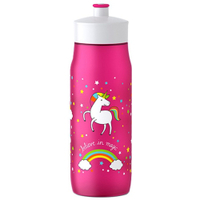 EMSA SQUEEZE Trinkflasche,  600 ml 518089,  Farbe: Pink,  Motiv: Einhorn