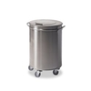 ETERNASOLID Edelstahl Mülleimer mit Rollen,  metallic grau 210343,  Abfallbehälter 95 Liter