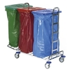 Floorstar Abfallsammelwagen Trennwagen 3 SOLID TW 3 + D 120 B,  G,  Y,  mit 3 Deckeln gelb,  grün,  blau