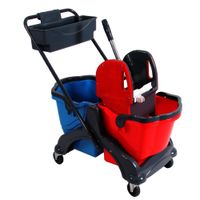 Floorstar Doppelfahrwagen BASIC 17 l mit Deichsel und Wanne DOFA 20 DK B,  Maße: 60 cm x 40 cm x 83 cm