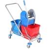 Floorstar Doppelfahrwagen DOFA 25 D ES ESTAWA 2 x 25 l -Edelstahl DOFA 25 D ES,  2 x 25 Liter Eimer rot/blau