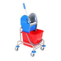Floorstar Einfachfahreimer EFA 25 ES ESTAWA 25 l - Edelstahl EFA 25 ES,  1 x 25 Liter Eimer rot