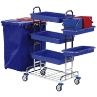 Floorstar Hotelwagen HW 4 SOLID,  verchromt HW 4,  mit 2 Halterahmen für 120 l - Säcke