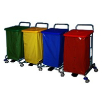 Floorstar Trennwagen TWD 4 SOLID 4-fach mit Fußtritt TWD 4,  Roter,  Blauer,  Grüner und Gelber Deckel