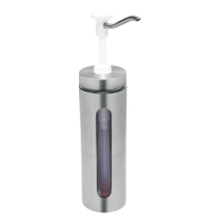 Gastro Inox Dosierspender,  Druckknopf,  Sichtfenster,  2, 25 Liter 503.116,  Maße (H x T): 380 x 100 mm,  weißer Druckknopf