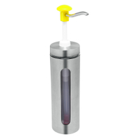 Gastro Inox Dosierspender,  Druckknopf,  Sichtfenster,  2, 25 Liter 503.118,  Maße (H x T): 380 x 100 mm,  gelber Druckknopf
