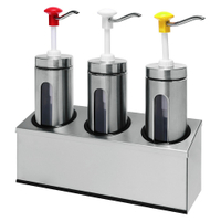 Gastro Inox Dosierspender,  Druckknöpfe,  Sichtfenster 503.120,  Maße (B x H x T): 440 x 470 x 140 mm,  3 x 2, 25 Liter