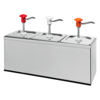 Gastro Inox Dosierspender,  mehrfache Druckknopfbedienung,  3 Liter 503.109,  Maße (B x H x T): 335 x 340 x 180 mm,  3 x 3 Liter