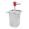 Gastro Inox Dosierspender mit Druckknopfbedienung,  3 Liter 503.105,  Maße (B x H x T): 165 x 320 x 180 mm,  roter Druckknopf