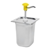 Gastro Inox Dosierspender mit Druckknopfbedienung,  3 Liter 503.106,  Maße (B x H x T): 165 x 320 x 180 mm,  gelber Druckknopf
