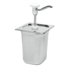 Gastro Inox Dosierspender mit Druckknopfbedienung,  3 Liter 503.107,  Maße (B x H x T): 165 x 320 x 180 mm,  weißer Druckknopf