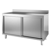 Gastro-Inox Edelstahl Arbeitsschrank mit Schiebetüren,  Tiefe 600 302.105,  Maße: (L x T x H) 1600 x 600 x 880 mm,  mit Aufkantung