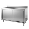 Gastro-Inox Edelstahl Arbeitsschrank mit Schiebetüren,  Tiefe 600 302.135,  Maße: (L x T x H) 1100 x 600 x 880 mm,  mit Aufkantung