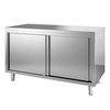 Gastro-Inox Edelstahl Arbeitsschrank mit Schiebetüren,  Tiefe 700 302.021,  Maße: (L x T x H) 1300 x 700 x 880 mm