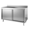Gastro-Inox Edelstahl Arbeitsschrank mit Schiebetüren,  Tiefe 700 302.108,  Maße: (L x T x H) 1000 x 700 x 880 mm,  mit Aufkantung