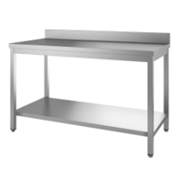 Gastro-Inox Edelstahl Arbeitstisch,  Tiefe 600 mm,  mit Aufkantung 301.176,  Maße: (L x T x H) 700 x 600 x 880 mm,  mit Grundboden