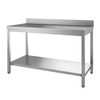 Gastro-Inox Edelstahl Arbeitstisch,  Tiefe 700 mm,  mit Aufkantung 301.124,  Maße: (L x T x H) 1500 x 700 x 880 mm,  mit Grundboden