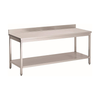 Gastro-Inox Edelstahl Arbeitstisch,  Tiefe 700 mm,  mit Aufkantung 301.129,  Maße: (L x T x H) 2000 x 700 x 880 mm,  mit Grundboden