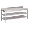 Gastro-Inox Edelstahl Arbeitstisch,  Tiefe 700 mm,  mit Aufkantung 301.338,  Maße: (L x T x H) 2000 x 700 x 880 mm,  mit doppeltem Grundboden