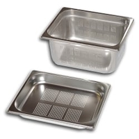 Gastro Inox Gastronormbehälter GN 1/2,  perforiertes Edelstahl 501.553,  Maße (L x B x H): 325 x 265 x 100 mm,  6, 1 Liter