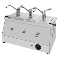 Gastro Inox GN Behälter 1/4 mit Wärmefunktion und Hebelarm 503.194,  Maße (B x H x T): 560 x 510 x 380 mm,  3 x 4, 5 Liter