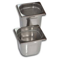 Gastro Inox GN Behälter 1/6,  Edelstahl 501.024,  Maße (L x B x H): 176 x 162 x 150 mm,  2, 2 Liter