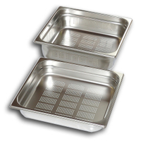 Gastro Inox GN Behälter 2/3,  perforiertes Edelstahl 501.562,  Maße (L x B x H): 354 x 325 x 65 mm,  5, 6 Liter