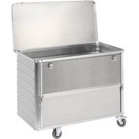 Gmöhling G-TRANS D 3708 / 650 Transportwagen,  650 Liter 220370833,  Mit Deckel und absenkbarer Längswand,  2 Bock- und 2 Lenkrollen