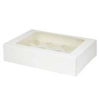 Greenbox Cupcake Boxen aus Karton,  PLA Sichtfenster,  weiß,  12er DRE03485,  1 Karton = 4 Packungen à 25 Stück