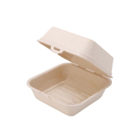 Greenbox Mehrweg Burger Box Häppy Box,  abnehmbarer Deckel DFC00855,  1 Karton = 4 Packungen à 15 Stück,  Farbe: cashew / creme weiß