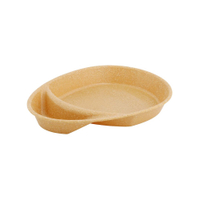 Greenbox Mehrweg Menüteller Häppy Plate,  tropfenförmig,  2-geteilt DFC00847,  1 Karton = 4 Packungen à 15 Stück,  Farbe: karamell / braun