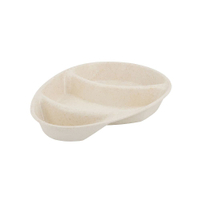 Greenbox Mehrweg Menüteller Häppy Plate,  tropfenförmig,  3-geteilt DFC008361,  1 Packung = 15 Stück,  Farbe: cashew / creme weiß