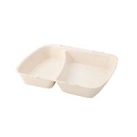 Greenbox Mehrwegbehälter Häppy Box,  HP4/2,  2-geteilt DFC008431,  1 Packung = 15 Stück,  Farbe: cashew / creme weiß