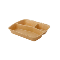 Greenbox Mehrwegbehälter Häppy Box,  HP4/3,  3-geteilt DFC00842,  1 Karton = 4 Packungen à 15 Stück,  Farbe: karamell / braun