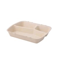 Greenbox Mehrwegbehälter Häppy Box,  HP4/3,  3-geteilt DFC008451,  1 Packung = 15 Stück,  Farbe: cashew / creme weiß