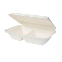 Greenbox Menüschale mit Klappdeckel,  rechteckig,  2-geteilt DFC013461,  1 Packung = 50 Stück