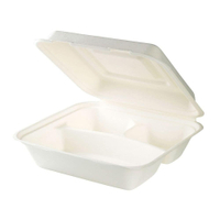 Greenbox Menüschale mit Klappdeckel,  rechteckig,  3-geteilt DFC01338,  1 Karton = 5 Packungen à 50 Stück