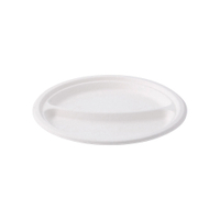 Greenbox Menüteller,  Zuckerrohr,  rund,  2-geteilt DTW014711,  1 Packung = 50 Stück,  Ø 22 cm