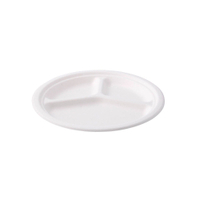 Greenbox Menüteller,  Zuckerrohr,  rund,  3-geteilt DTW01460,  1 Karton = 10 Packungen à 50 Stück,  Ø 26 cm