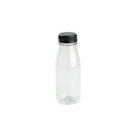 Greenbox rPET Smoothie Flasche,  bruchfest & klar,  250 ml DCD03031,  1 Karton = 260 Stück,  Deckelfarbe: schwarz