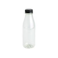 Greenbox rPET Smoothie Flasche,  bruchfest & klar,  500 ml DCD03039,  1 Karton = 198 Stück,  Deckelfarbe: schwarz