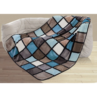 Gözze Cashmere-Feeling Mikrofaserdecke,  Antigua 40015-55-5020,  Farbe: aqua / taupe / petrol