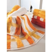 Gözze NEW YORK Streifen Waschhandschuh,  17 x 24 cm 555-8450-1,  Farbe: orange-weiß-gelb