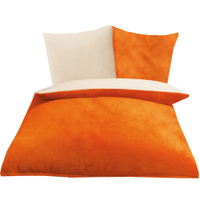 Gözze Superflausch Wende-Bettwäsche,  135 x 200 cm 40028-16-3500,  Farbe: wollweiß / orange