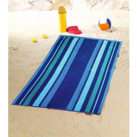 Gözze Velours Jacquard Strandtuch,  100 x 160 cm 10001-26,  Dessin: Streifen blau / petrol