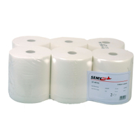Handtuchrolle mit 4 er Spezialkern,  Ø 19 cm 1 Paket = 6 Rollen zu je 130 Meter,  2-lagig